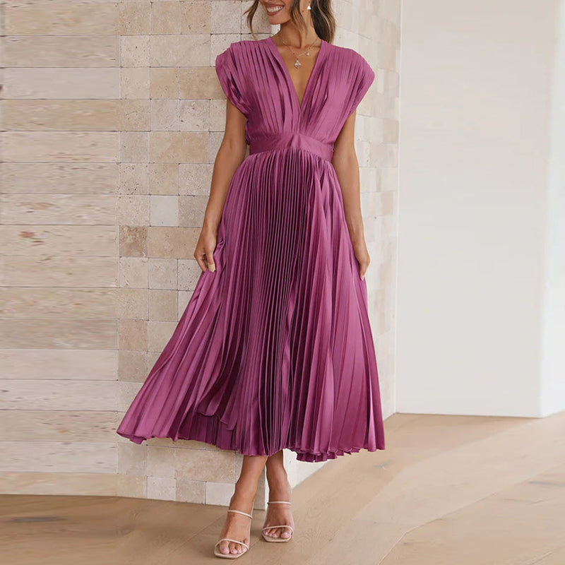 Zafferano® | Elegante abito lungo da donna con scollo a V e piega