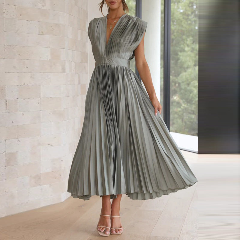 Zafferano® | Elegante abito lungo da donna con scollo a V e piega