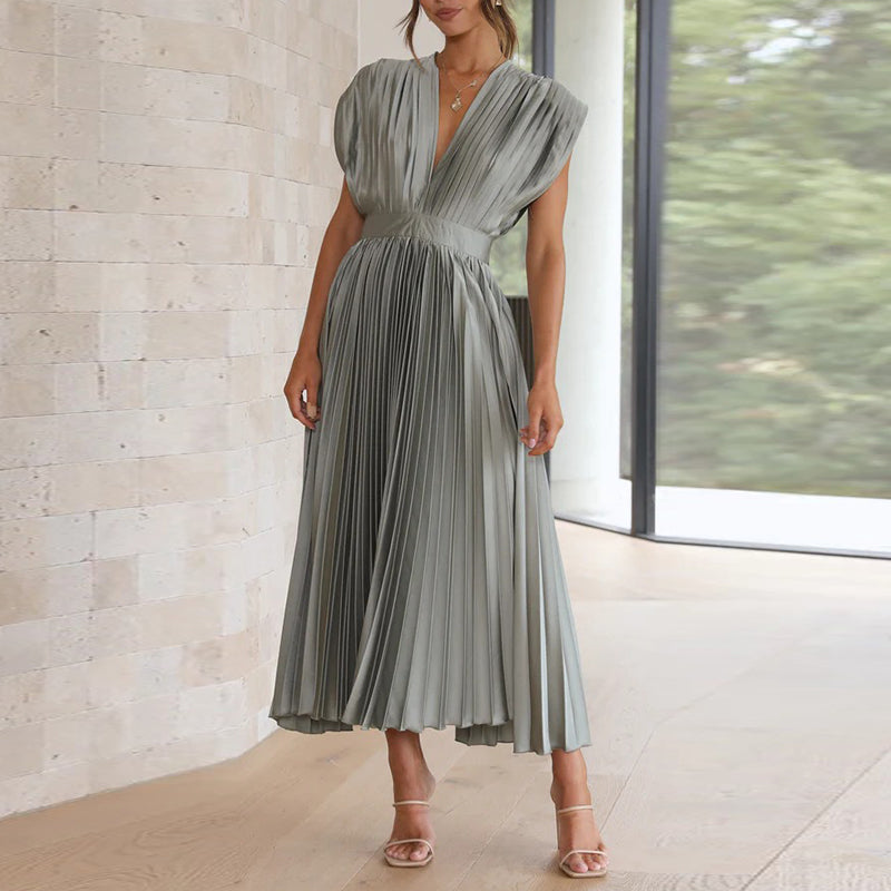 Zafferano® | Elegante abito lungo da donna con scollo a V e piega