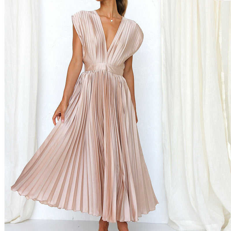 Zafferano® | Elegante abito lungo da donna con scollo a V e piega
