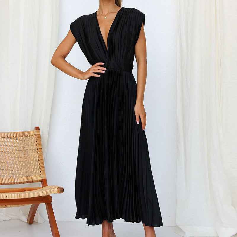 Zafferano® | Elegante abito lungo da donna con scollo a V e piega