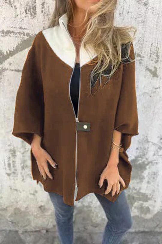 Zafferano® | Giacca ampia, casual e alla moda con colletto rialzato e cerniera