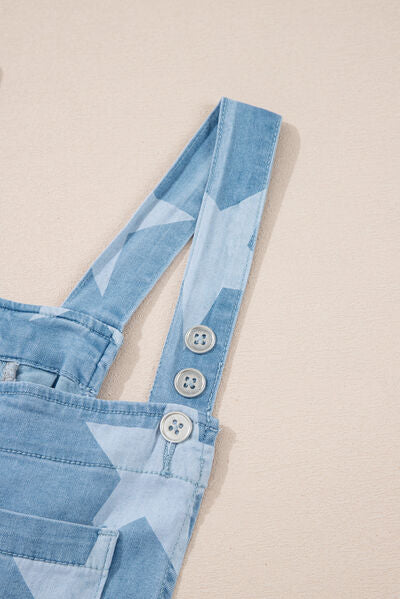 Zoraida® | Tuta in denim con scollo quadrato e stampa di stelle