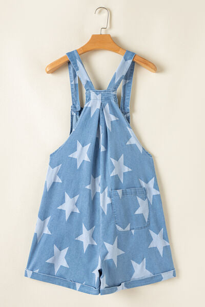 Zoraida® | Tuta in denim con scollo quadrato e stampa di stelle