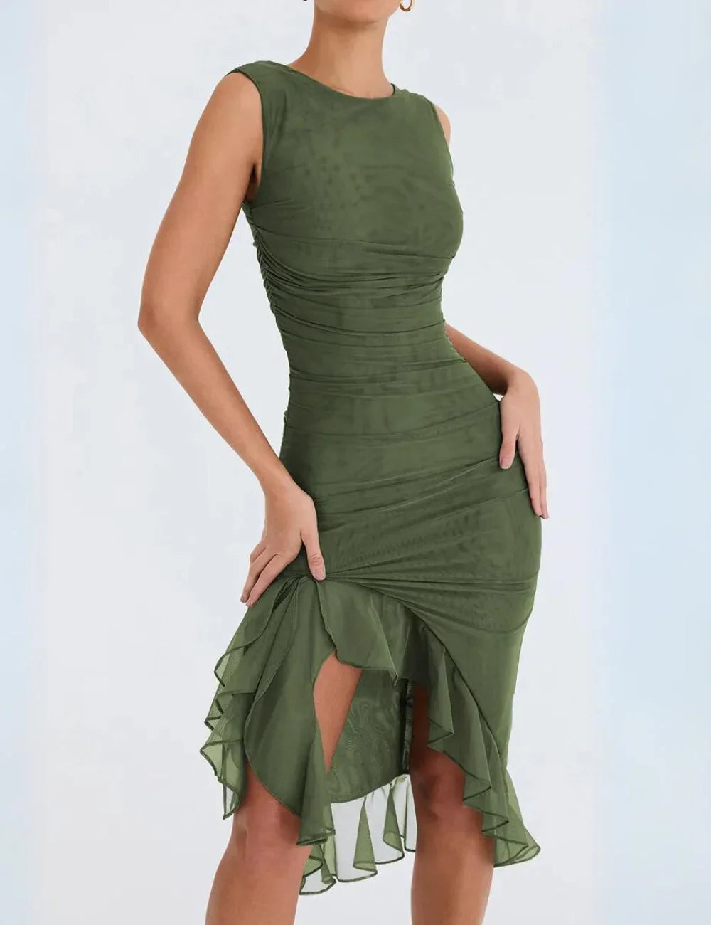 Zora® | Abito midi con arricciatura irregolare