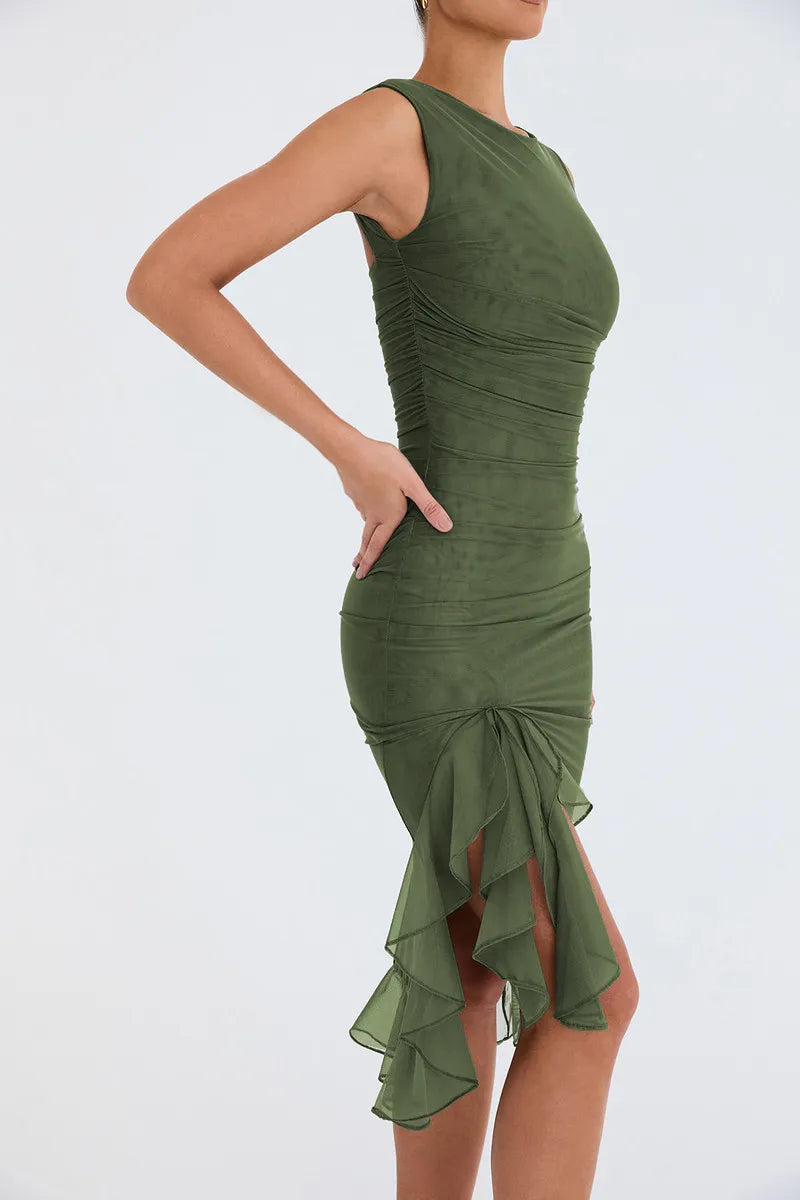 Zora® | Abito midi con arricciatura irregolare
