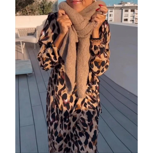Zaida® | Abito con scollo a V con stampa leopardata