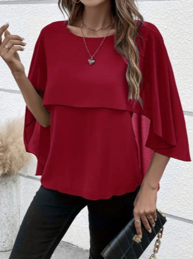 Zelia® | Blusa elegante a tinta unita a strati