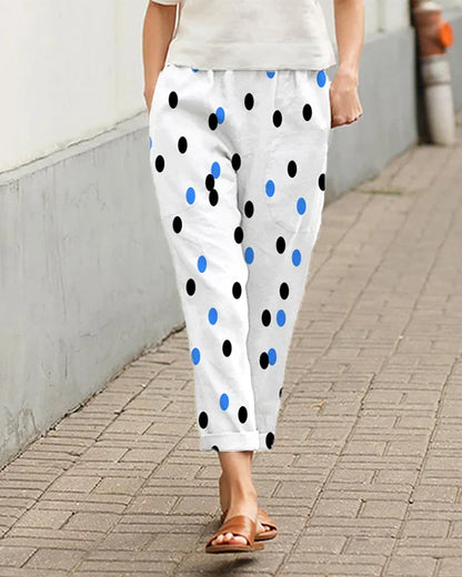 Angela - Pantaloni larghi con stampa a pois