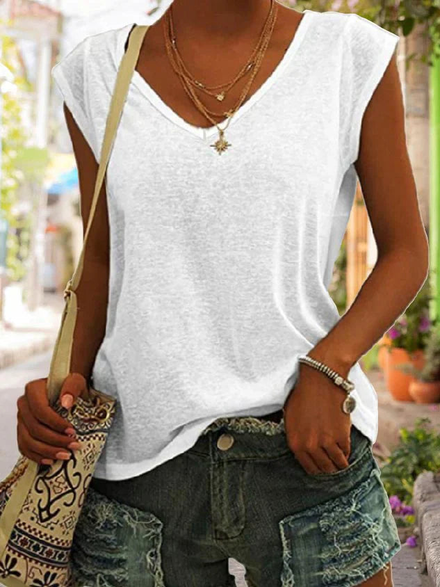 Emma - T-shirt in maglia con scollo a V