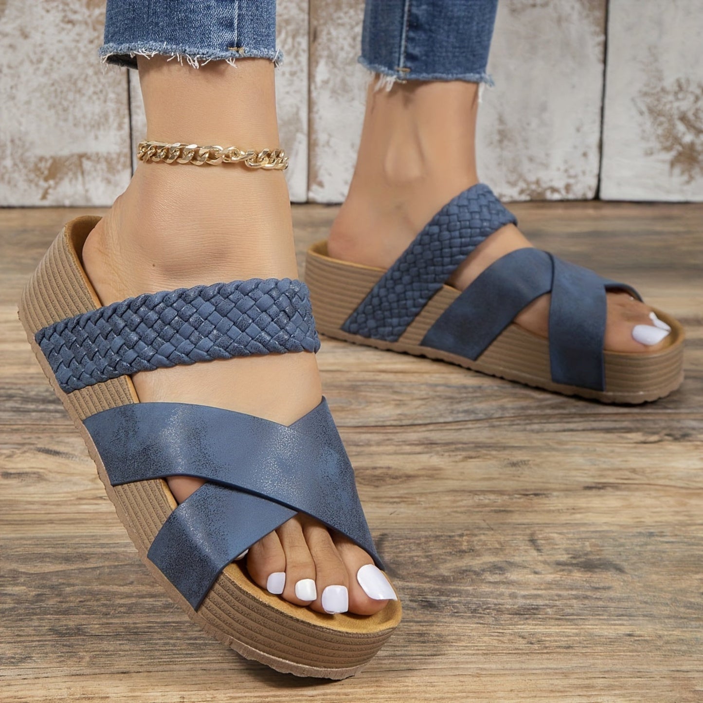 Irma® | Sandali con zeppa da donna con cinturini intrecciati