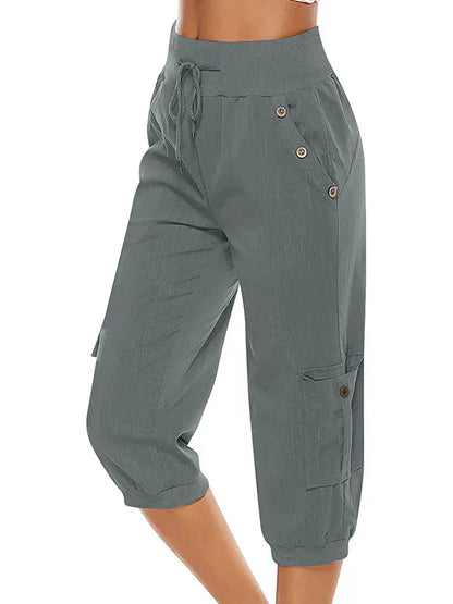 Vicky - Pantaloni cargo da donna con coulisse ed elastico in vita