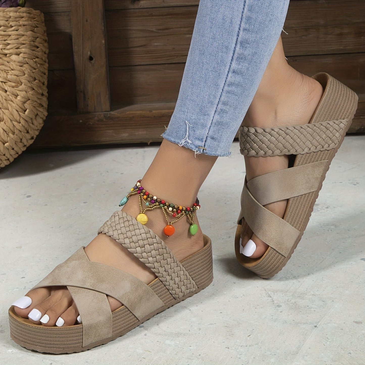 Irma® | Sandali con zeppa da donna con cinturini intrecciati