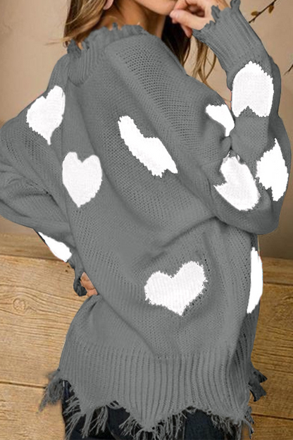Zahira® | Maglia casual con scollo a V a contrasto e motivo con nappe