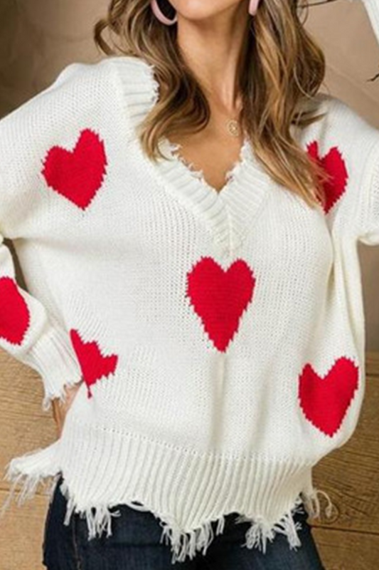Zahira® | Maglia casual con scollo a V a contrasto e motivo con nappe