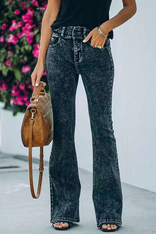 Yvonne® | Pantaloni street in tinta unita con vita alta e gamba larga
