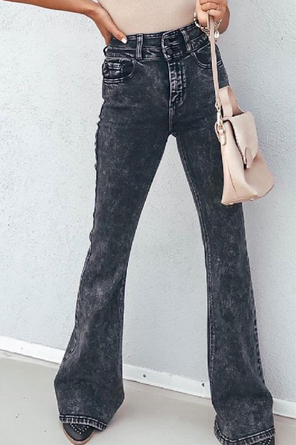 Yvonne® | Pantaloni street in tinta unita con vita alta e gamba larga
