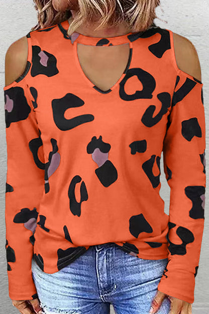 Wendy® | Top casual con scollo a O con stampa leopardata