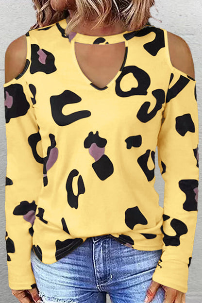 Wendy® | Top casual con scollo a O con stampa leopardata