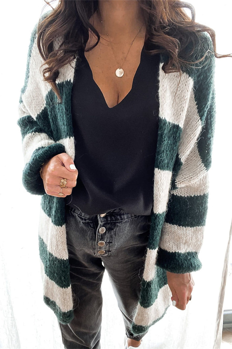 Xandra® | Cardigan con scollo a V a contrasto e righe street