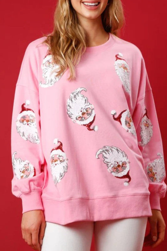 Yoselin® | Top casual di Babbo Natale con paillettes e scollo a O