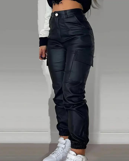 Yolanda® | Pantaloni cargo in pelle