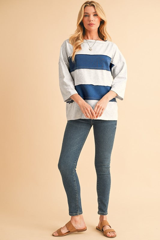Zulema® | Felpa patchwork rigata con bordi grezzi