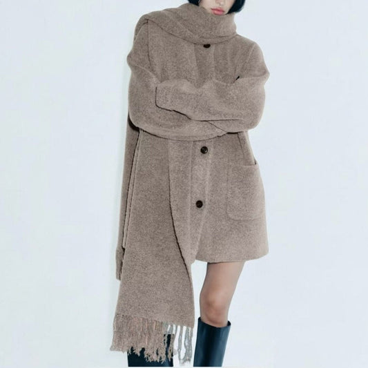 Zahira® | Caldo cappotto da donna con sciarpa integrata