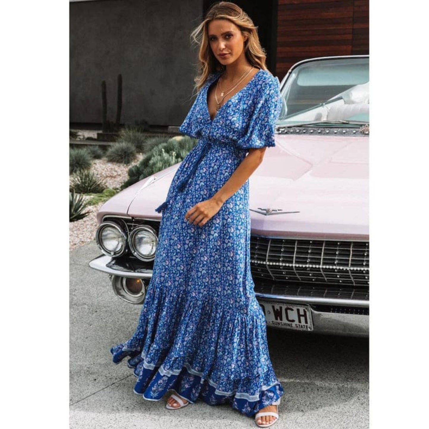 Yoselin® | Maxi vestito chic da donna con maniche corte