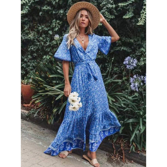 Yoselin® | Maxi vestito chic da donna con maniche corte