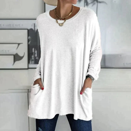 Yvonne® | Tunica alla moda con tasca superiore, girocollo ampio, manica lunga