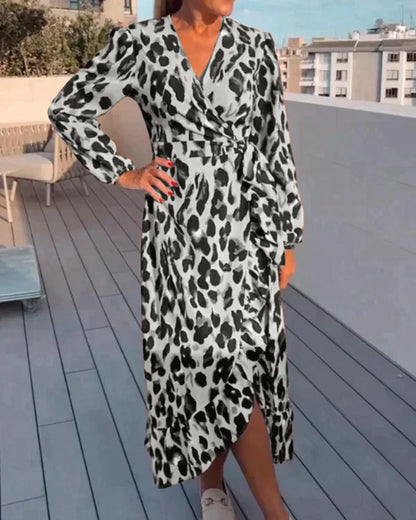 Zaida® | Abito con scollo a V con stampa leopardata
