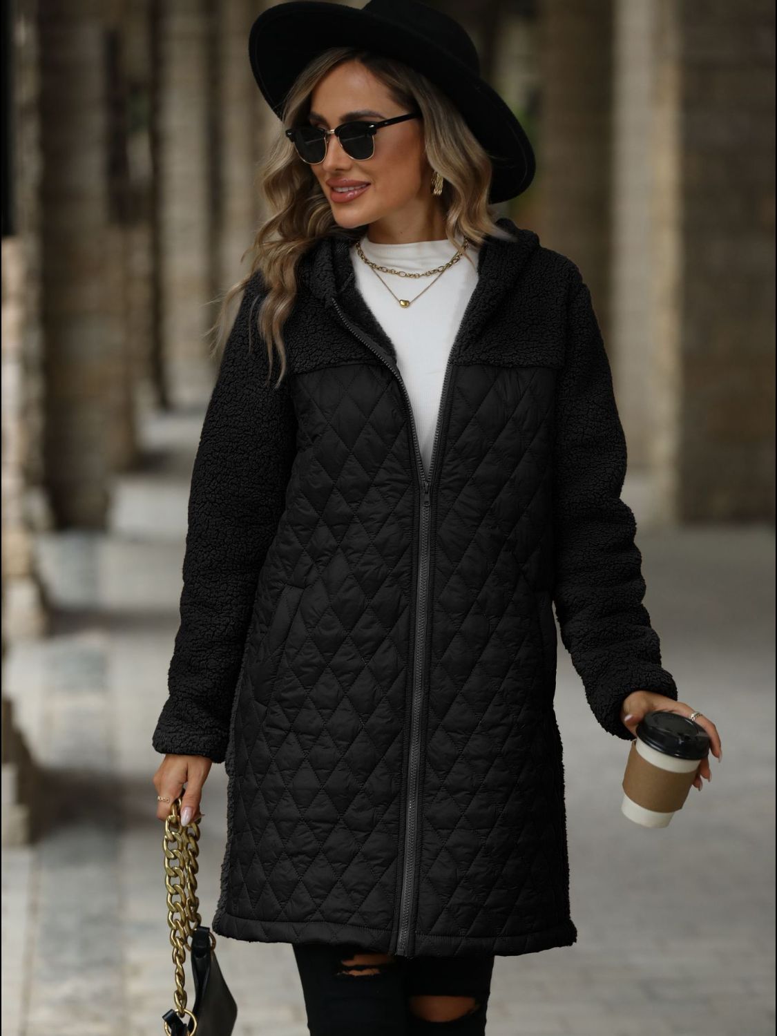 Zaira® | Cappotto strutturato, a maniche lunghe, con zip e cappuccio