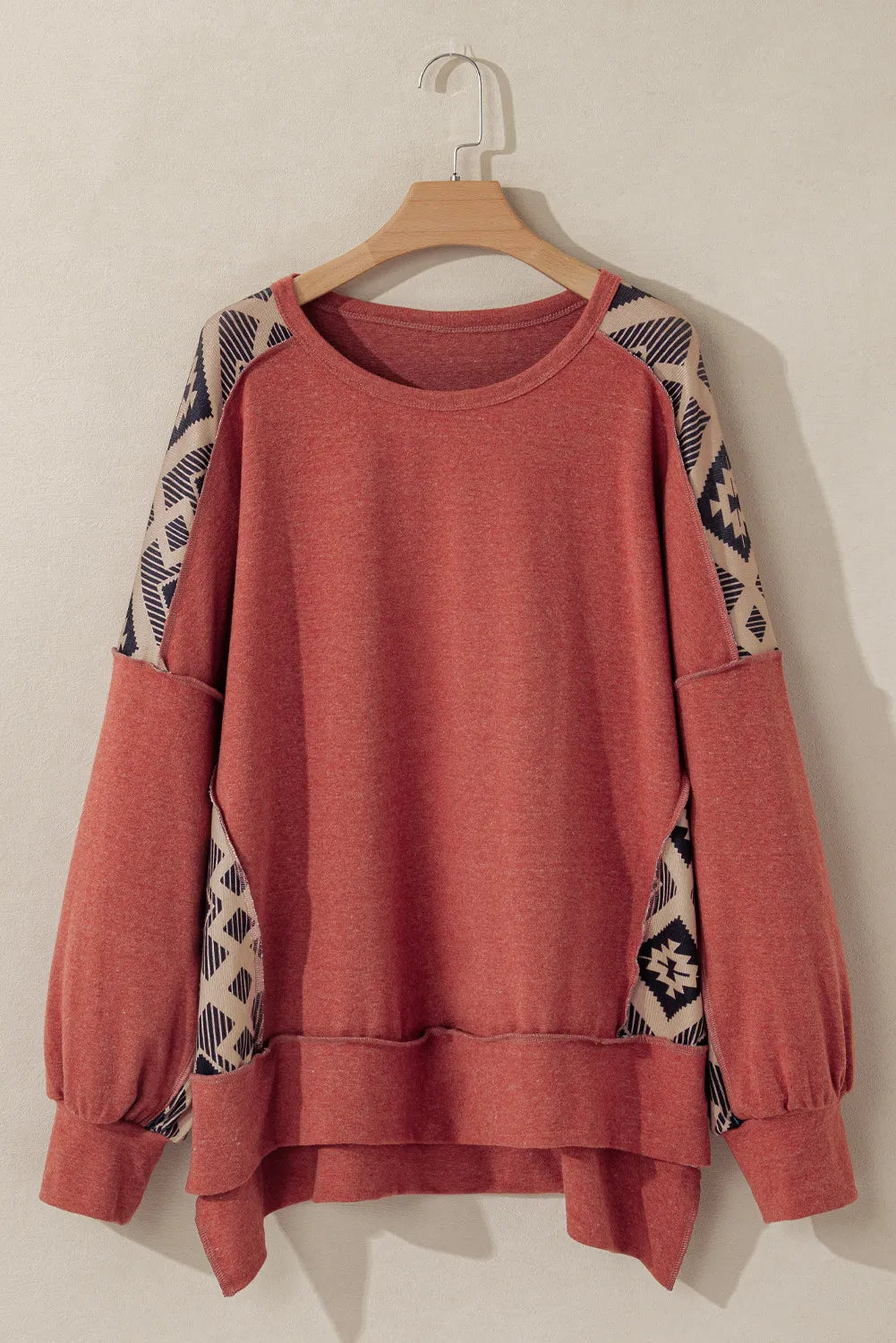 Yvonne® | Felpa girocollo geometrica oversize a maniche lunghe