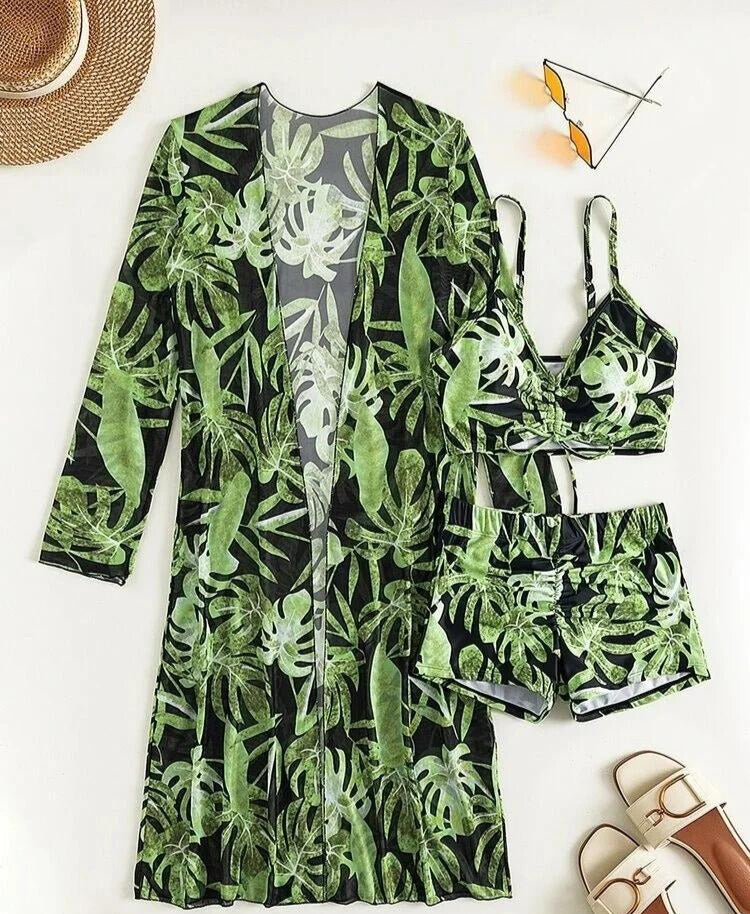 Olivia® | Top bikini 3 in 1 + pantaloni + kimono