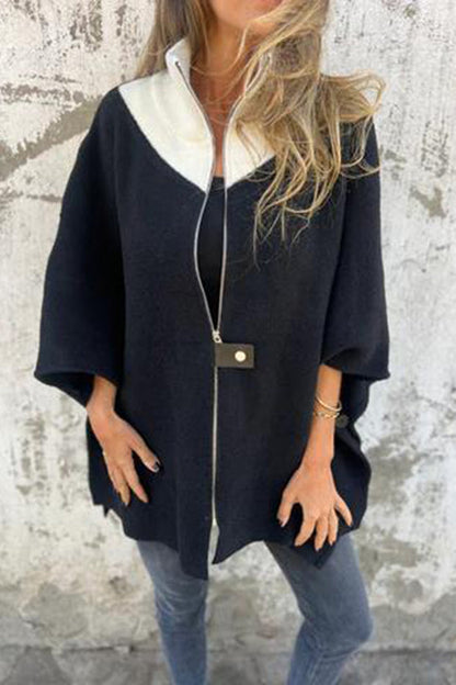 Zafferano® | Giacca ampia, casual e alla moda con colletto rialzato e cerniera