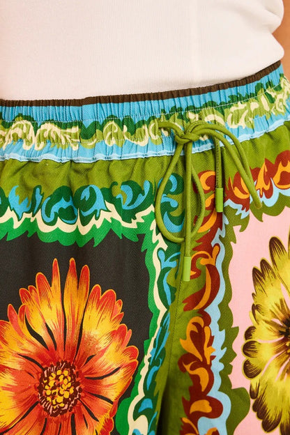 Yovita® | Pantaloncini casual larghi alla moda, versatile abito a due pezzi in lino stampato con fiori di margherita
