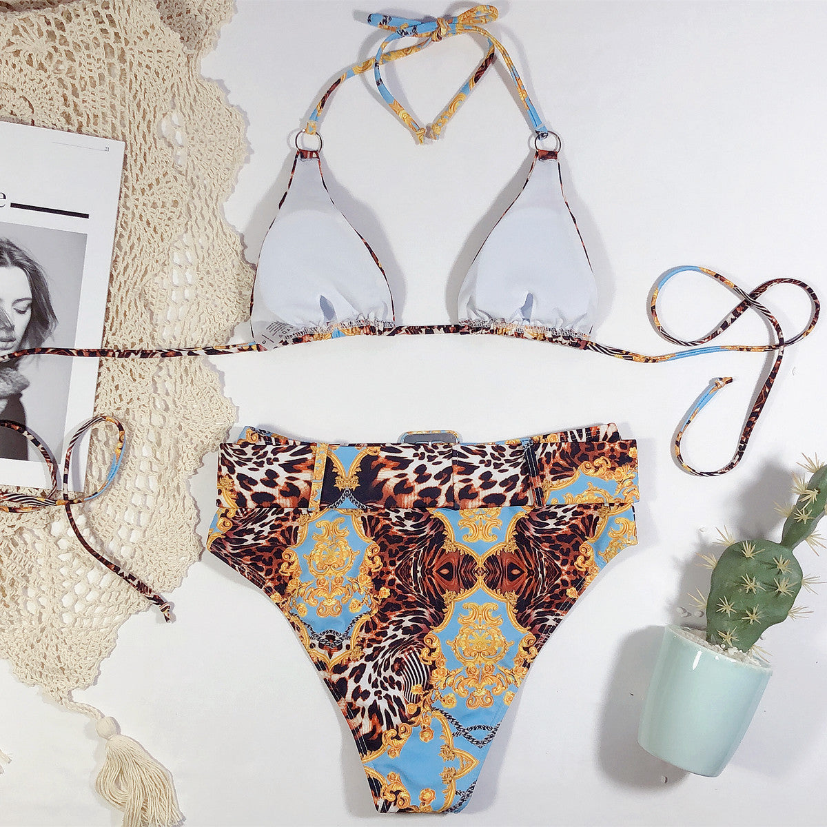 Micaela® | Bikini con scollo all'americana e stampa