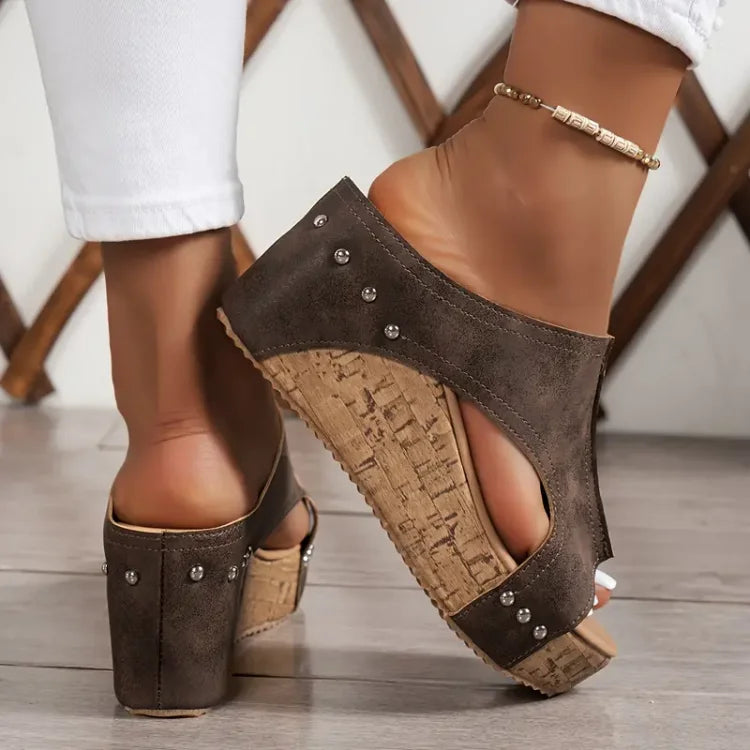 Barbara® | Sandali con plateau in pelle