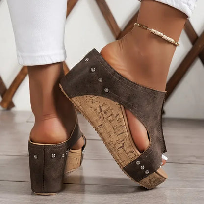 Barbara® | Sandali con plateau in pelle