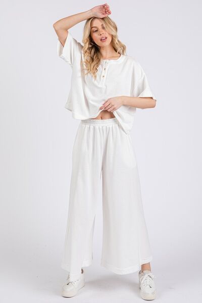 Yoselin® | Set top e pantaloni con mezza manica e mezzo bottone