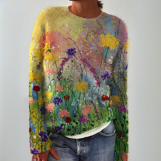 Wilma® | Weicher Pullover mit Blumenkunst