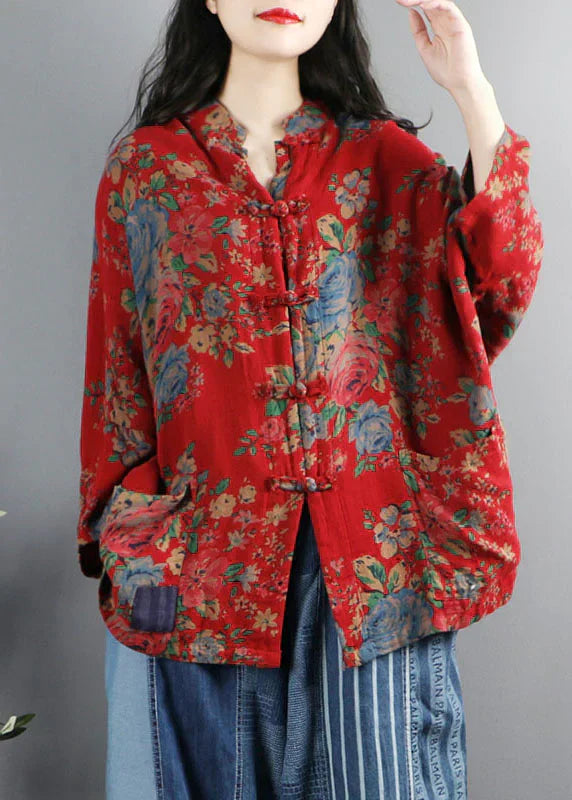 Yris® | Cappotti con stampa rossa in stile cinese