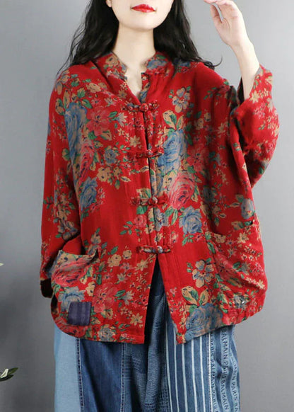 Yris® | Cappotti con stampa rossa in stile cinese