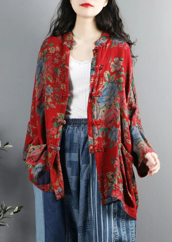 Yris® | Cappotti con stampa rossa in stile cinese