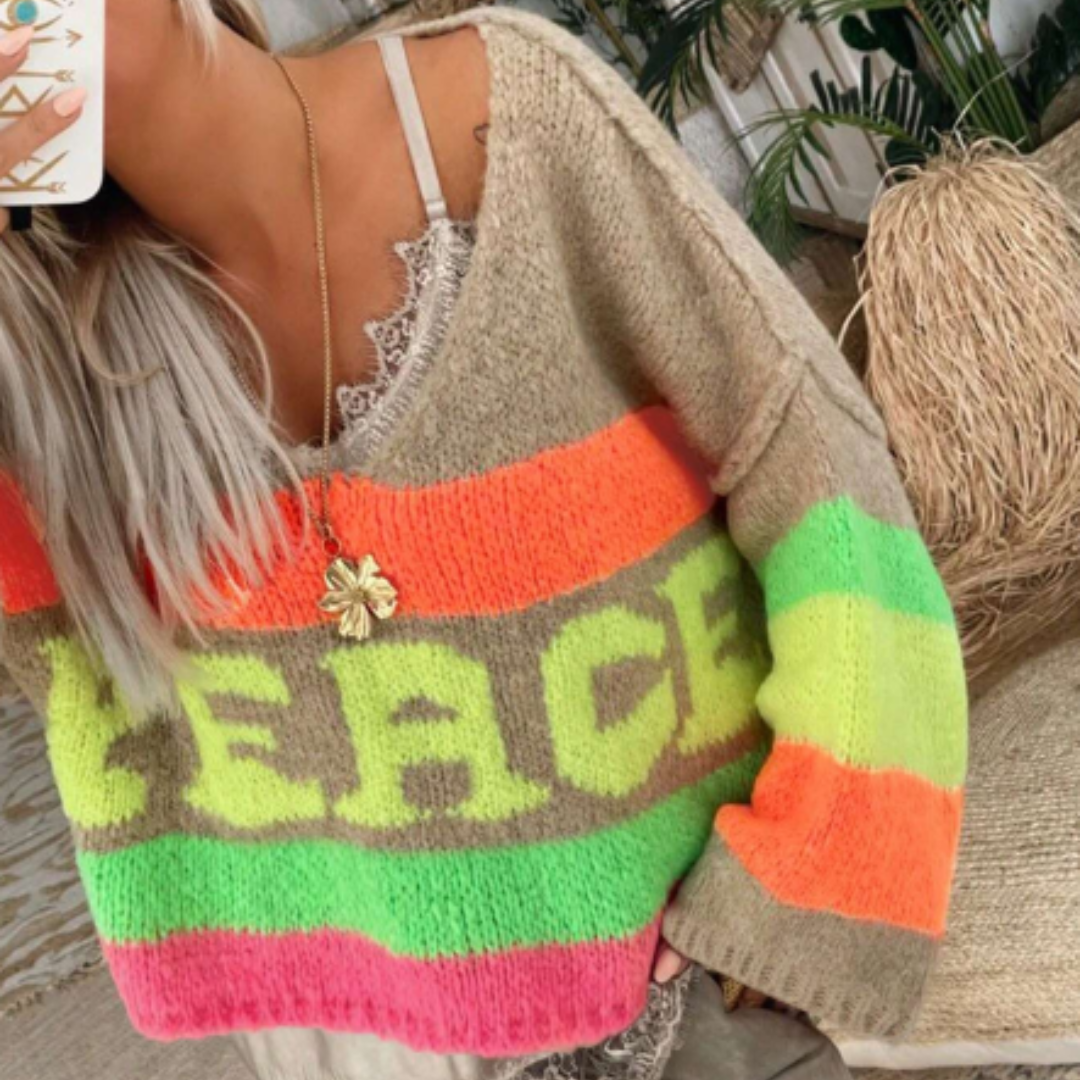 Wilhelmina® | Maglione in maglia Peace fluorescente