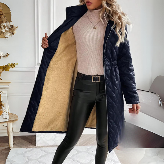 Yara® | Lussuoso cappotto lungo trapuntato da donna