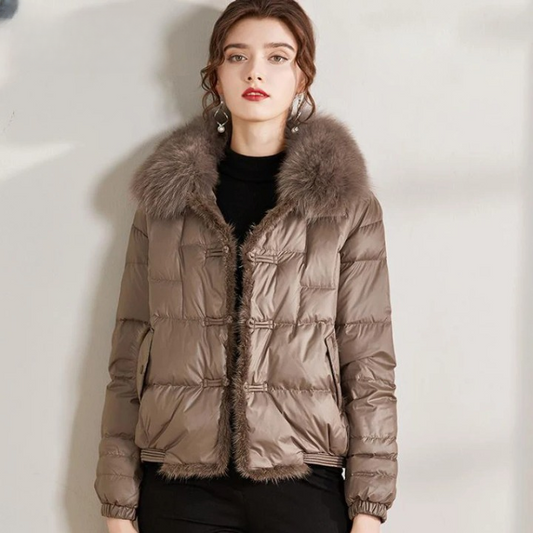 Yoselin® | Parka vintage ampio con collo in pelliccia