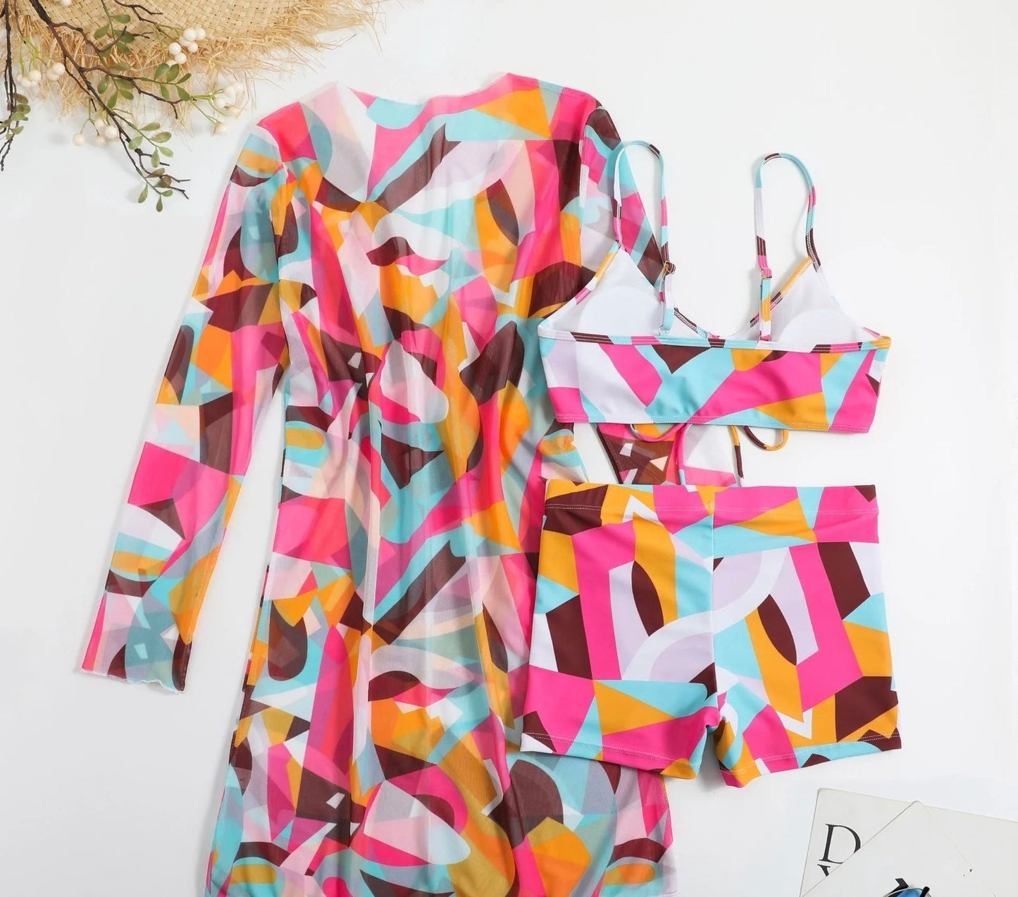 Olivia® | Top bikini 3 in 1 + pantaloni + kimono