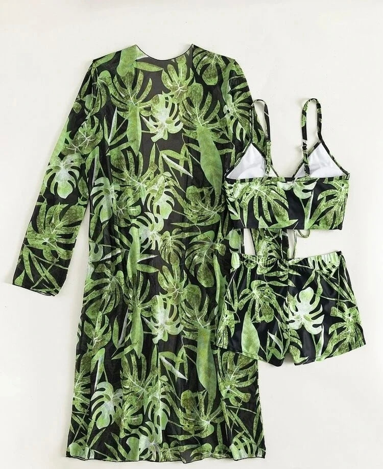 Olivia® | Top bikini 3 in 1 + pantaloni + kimono